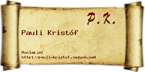 Pauli Kristóf névjegykártya